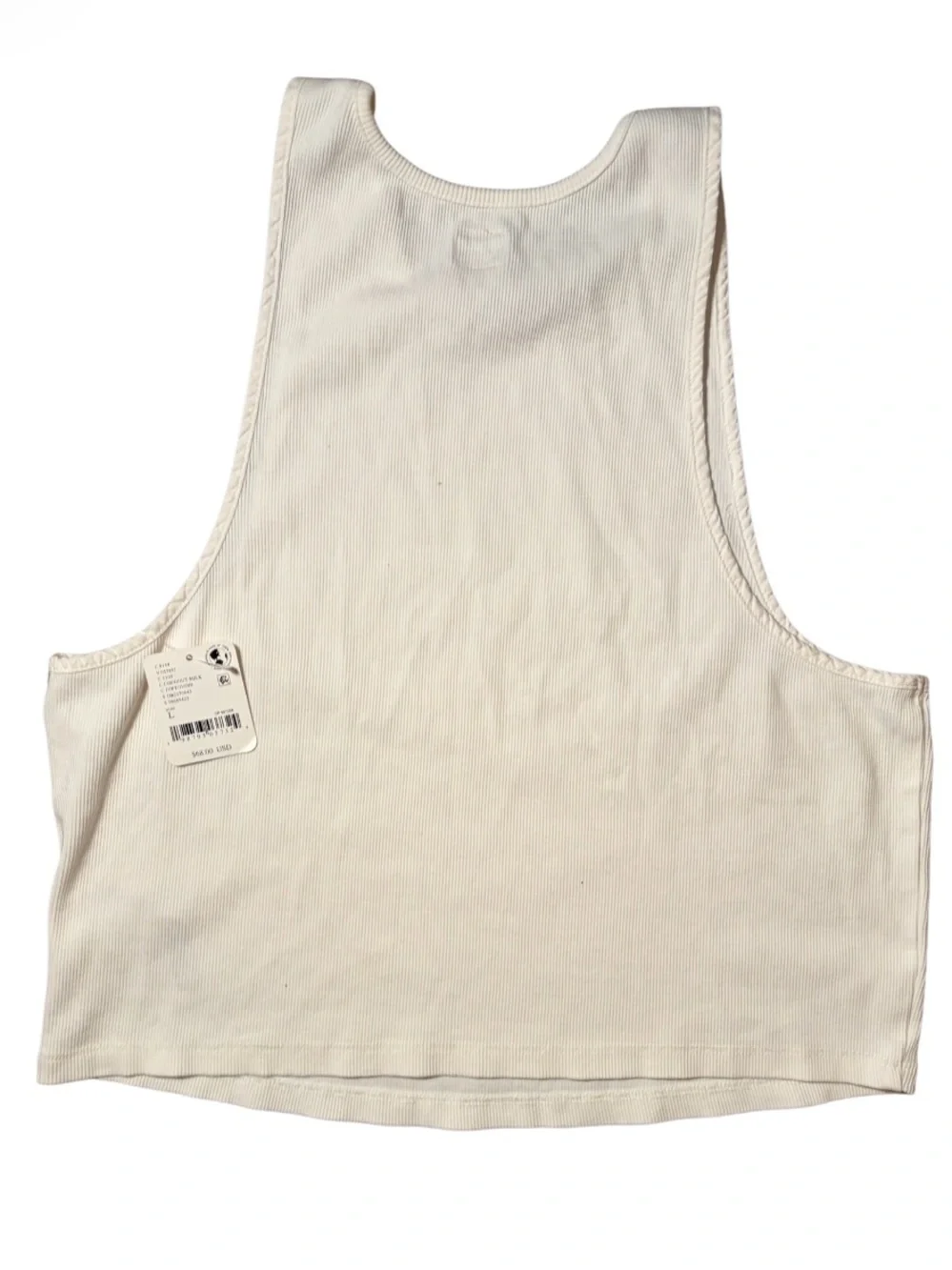 Free People Free-Est Coconut Milk Ribbed High Neck Tank NWT Large Neutral Boho